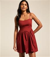 Women's Dark Red Strappy Mini Dress New Look