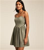 Women's Khaki Strappy Mini Dress New Look