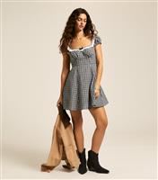 Women's Black Checked Broderie Anglaise Mini Dress New Look