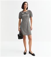 Women's Black Textured Jersey Gingham Mini Dress New Look