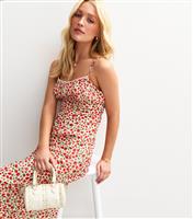 Women's White Floral Print Midi Dress New Look