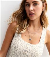 Women's White Floral Print Button Detail Ribbed Vest New Look