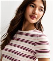 Women's Cream Striped Short Sleeve Baby Tee New Look