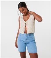 Women's Stone Crochet Waistcoat Pink Vanilla New Look