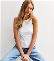 Women's White Ribbed Jersey Scalloped Trim Vest New Look