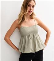 Women's Light Green Bubble Hem Parachute Cami Top New Look
