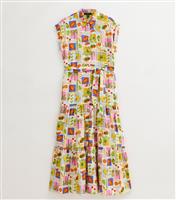 Women's Tall Cream Tropical Fruit Print Midi Shirt Dress New Look