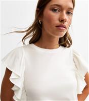 Women's White Ruffled Sleeve Jersey Top New Look