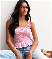 Women's Pink Shirred Cami Top New Look