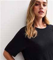 Women's Black Textured Short Sleeve Slouchy T-Shirt New Look