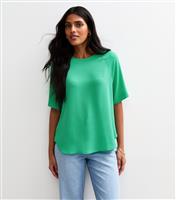 Women's Bright Green Textured Short Sleeve Slouchy T-Shirt New Look