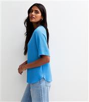 Women's Bright Blue Textured Short Sleeve Slouchy T-Shirt New Look
