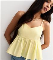 Women's Yellow Strappy Peplum Hem Cami Top New Look