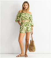 Women's Green Patterned Playsuit Gini London New Look