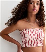 Girls' Pink Tie Dye Print Bandeau Top New Look
