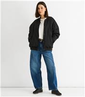 Women's Black Oversized Bomber Jacket Gini London New Look