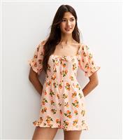 Women's Orange Fruit Print Short Sleeve Playsuit New Look