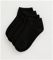Girls' Pack of 4 Black Trainer Socks New Look