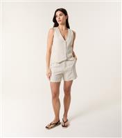 Women's Stone Pinstripe Shorts Blue Vanilla New Look