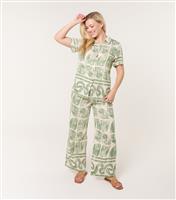 Women's Green Seashell Print Top and Trousers Set Blue Vanilla New Look