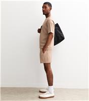 Men's Tan Regular Panelled Jersey Shorts New Look