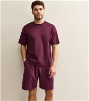 Men's Light Burgundy Regular Panelled Jersey Shorts New Look