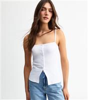 Women's White Square Neck Ribbed Cami Top New Look
