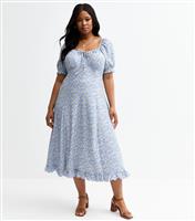 Women's Plus Size Blue Floral Print Midi Dress Curves New Look