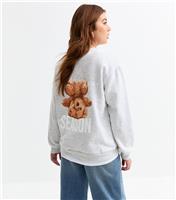 Girls' Grey Bear Print Sweatshirt New Look