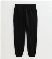 Women's Petite Black Jersey Cuffed Joggers New Look