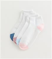Pack of 4 White Contrast Heel and Toe Trainer Socks New Look