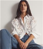 Women's White Cotton Embroidered Shirt New Look