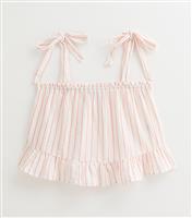 Women's Tall Pink Striped Cotton Tie Shoulder Cami Top New Look