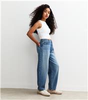 Girls' Blue Balloon Jeans New Look