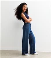 Girls' Blue Wide Leg Jeans New Look