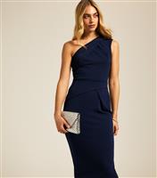 Women's Navy One Shoulder Midi Dress New Look