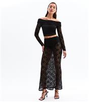 Women's Black Lace Fishtail Hem Maxi Skirt New Look
