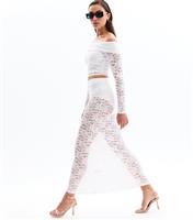 Women's White Lace Fishtail Hem Maxi Skirt New Look