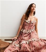 Women's Pink Paisley Floral Print Strappy Maxi Dress New Look