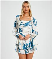 Women's Teal Abstract Print Playsuit Quiz New Look