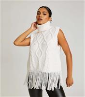 Women's Cream Tassel Knit Vest Urban Bliss New Look