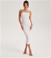 Women's Cream Textured Bandeau Midi Dress Urban Bliss New Look