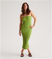 Women's Light Green Textured Bandeau Midi Dress Urban Bliss New Look
