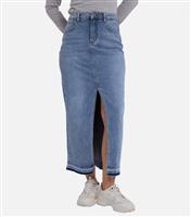 Women's Blue Denim Midi Skirt Gini London New Look