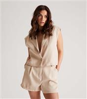 Women's Stone Sleeveless Blazer Urban Bliss New Look