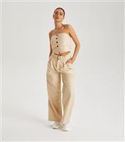 Women's Stone Wide Leg Tailored Trousers Urban Bliss New Look
