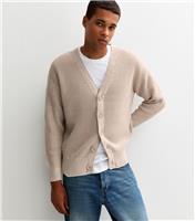 Men's Cream Regular Fisherman Knit Long Sleeve Cardigan New Look
