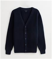 Men's Dark Blue Relaxed Fit Long Sleeve Fisherman Knit Cardigan New Look