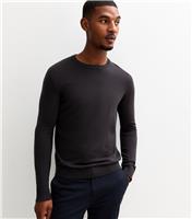 Men's Dark Grey Slim Fit Crew Neck Jumper New Look