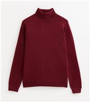 Men's Burgundy Slim Long Sleeve Roll Neck Jumper New Look